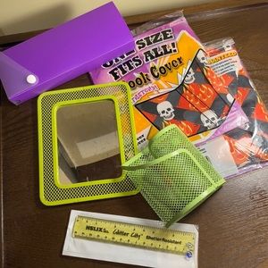 School supplies, Magnetic pencil holder & mirror, Halloween book covers, case +
